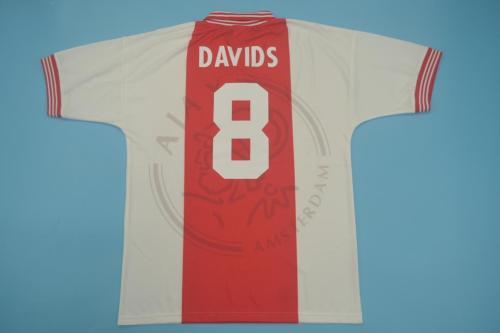 Retro Jersey 1995-1996 Ajax 8 DAVIDS Home Soccer Jersey