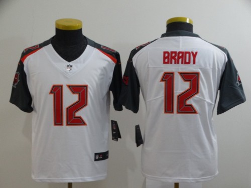 Youth Kids Tampa Bay Buccaneers 12 Tom brady White/Grey Vapor Untouchable Limited Jersey