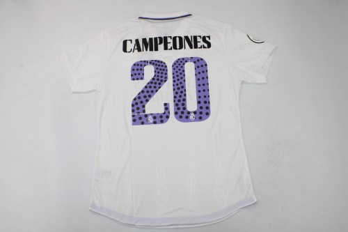 with Front Lettering Patch Player Version Real Madrid 2023 COPA DE REY FINAL Home Soccer Jersey Real CAMPEONES 20 Futbol Shirt