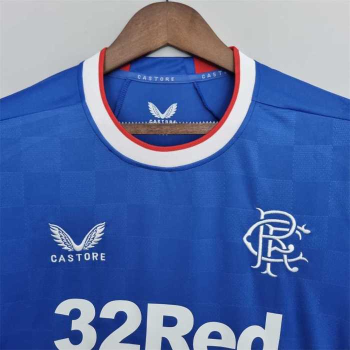 with Patch Fans Version 2022-2023 Rangers Home Soccer Jersey