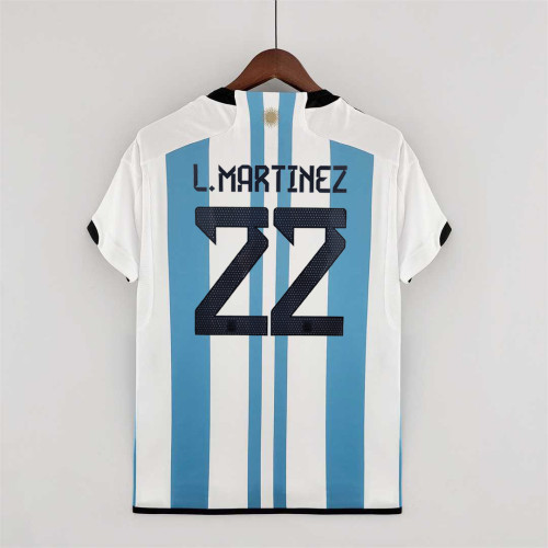 Fans Version 2022 World Cup Argentina L.MARTINEZ 22 Home Soccer Jersey