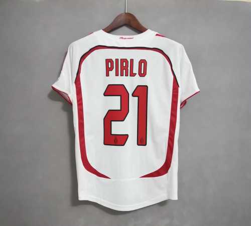 with UCL Patch Retro Jersey 2006-2007 AC Milan PIRLO 21 Champions League Away White Soccer Jersey