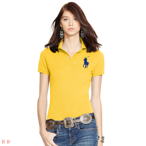 Women Yellow Ralph Polo with Dark Blue Big Logo