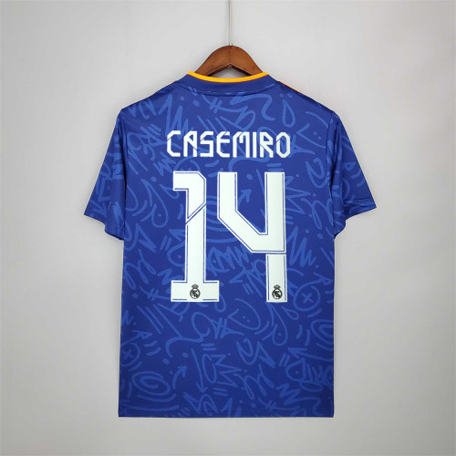 Fans Version 2021-2022 Real Madrid CASEMIRO 14 Away Blue Soccer Jersey