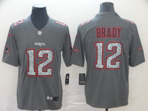 New England Patriots #12 BRADY Grey/Red NFL Jersey