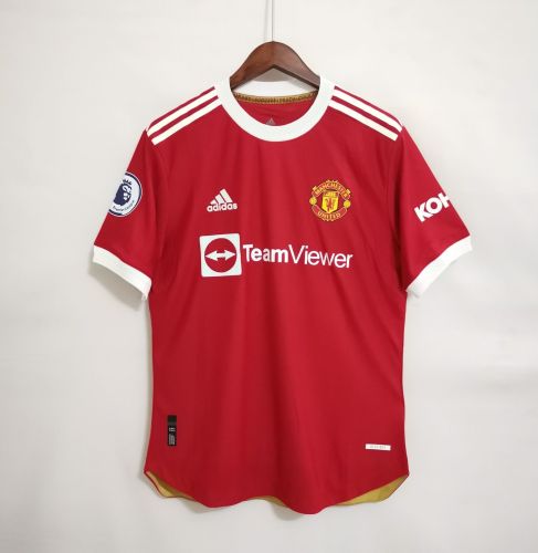 with EPL Patch Player Version 2021-2022 Manchester United Home Soccer Jersey
