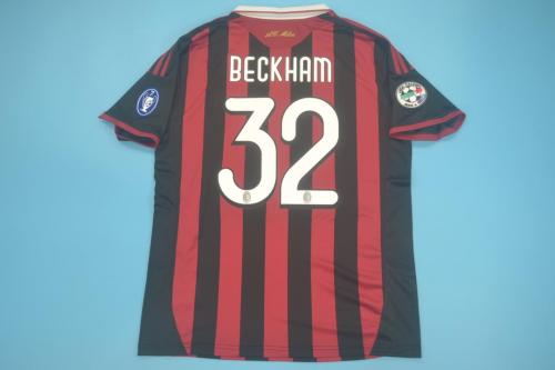 with Serie A+Trophy 7 Retro Jersey 2009-2010 Ac Milan BECKHAM 32 Home Soccer Jersey