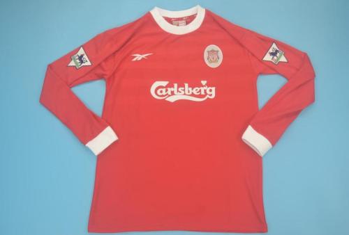 with EPL Patch Retro Jersey Long Sleeve 1988-2000 Liverpool Home Soccer Jersey
