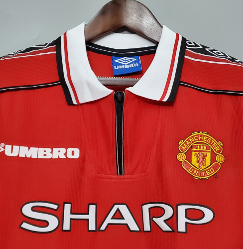 Retro Jersey 1998-1999 Manchester United Home Soccer Jersey Man Uted Vintage Football Shirt