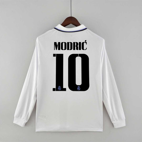 Long Sleeve Fans Version 2022-2023 Real Madrid 10 MODRIC Home Soccer Jersey