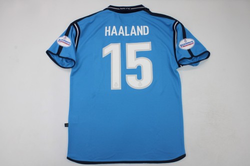 with Patch Retro Shirt 2001-2002 Manchester City HAALAND 15 Vintage Home Soccer Jersey