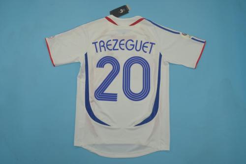 with Patch Retro Jersey 2006 France 20 TREZEGUET Away White Jersey