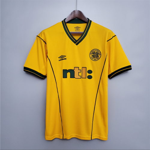 Retro Jersey 2001-2003 Celtic LARSSON 7 Away Yellow Vintage Soccer Jersey