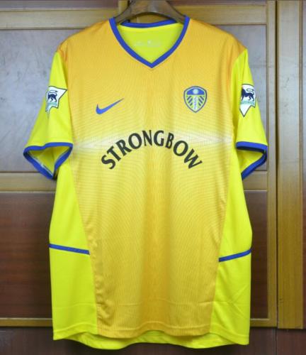Retro Jersey  Long Sleeves 2002-2003 Leeds Away Yellow Soccer Jersey