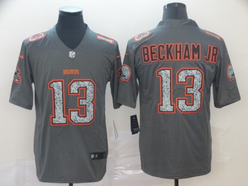 Cleveland Browns #13 BECKHAM JR Grey/Red NFL Jersey