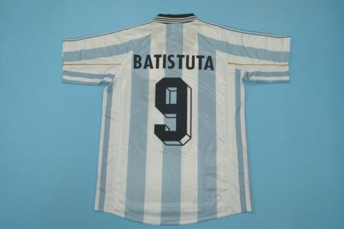 Retro Jersey 1998 Argentina 9 BATISTUTA Home Soccer Jersey Vintage Football Shirt