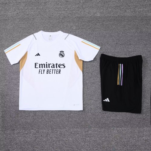Adult Uniform 2023-2024 Real Madrid White Soccer Training Jersey and Shorts