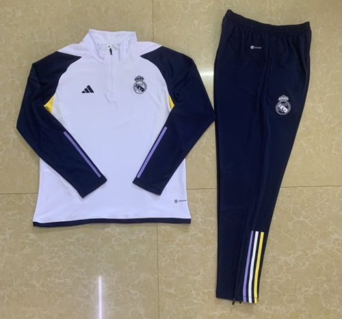 2023-2024 Real Madrid White/Borland Soccer Training Sweater and Pants