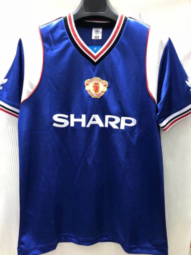 Retro Jersey 1985 Manchester United Away Blue Vintage Soccer Jersey