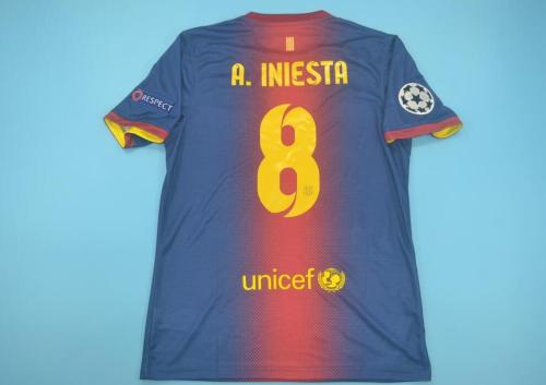 with UCL+Front Patch Retro Jersey 2012-2013 Barcelona 8 A.INIESTA Home Soccer Jersey
