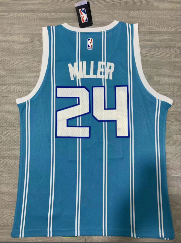 Charlotte Hornets 24 MILLER Blue NBA Shirt BasketBall Jersey