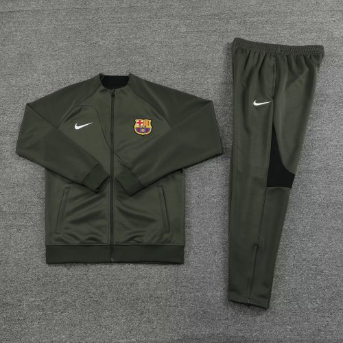 2023-2024 Barcelona Olive Soccer Jacket and Pants