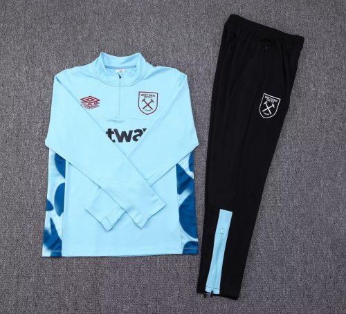 2023-2024 West Ham United Light Blue Soccer Training Sweater and pants