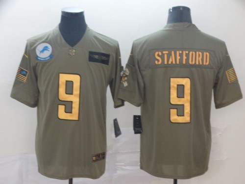 Detroit Lions 9 Matthew Stafford 2019 Olive Gold Salute To Service Limited Jersey