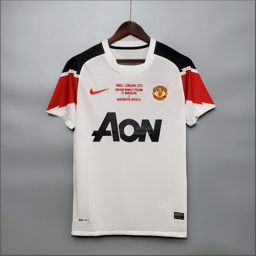 with Front Lettering Retro Jersey 2010-2011 Manchester United Away White Soccer Jersey