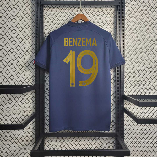 Fans Version 2022 World Cup France BENZEMA 19 Home Soccer Jersey