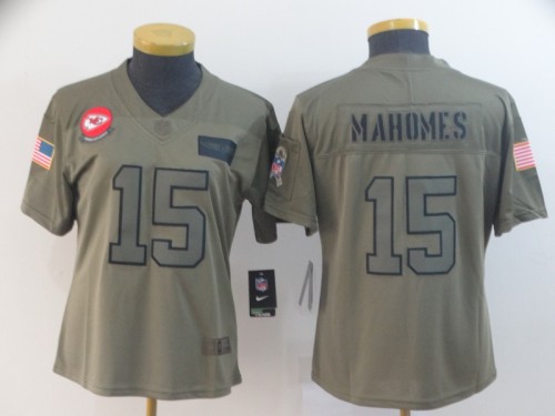 Kansas City Chiefs 15 Patrick Mahomes 2019 Olive Women Salute To Service Limited Jersey