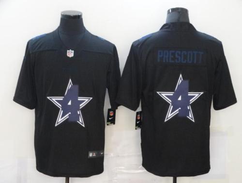 Cowboys 4 Dak Prescott Black Shadow Logo Limited Jersey