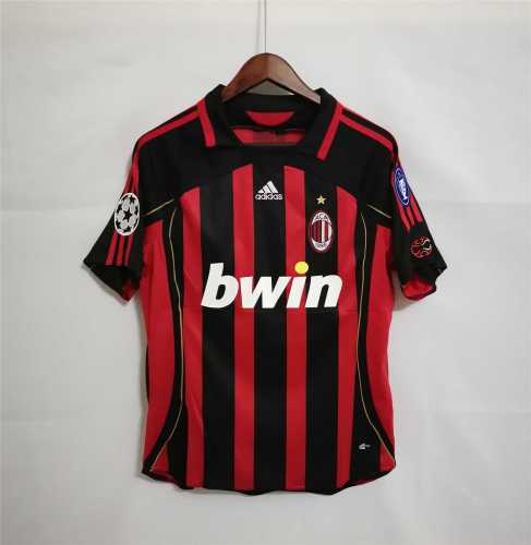 with UCL Patch Retro Jersey 2006-2007 AC Milan MALDINI 3 Home Soccer Jersey