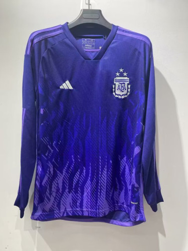 Long Sleeve 2023-2024 Argentina Away Purple Soccer Jersey