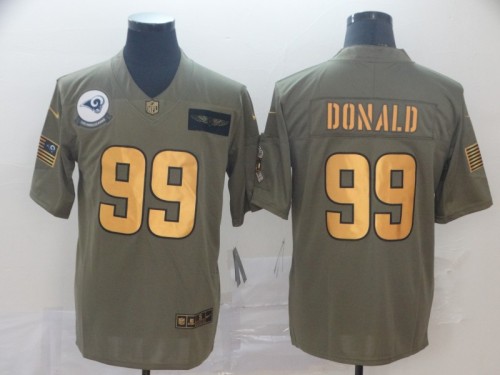 Los Angeles Rams 99 Aaron Donald 2019 Olive Gold Salute To Service Limited Jersey