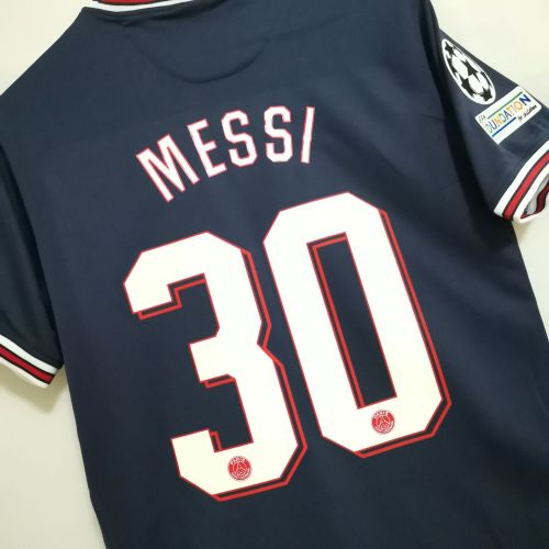 with UCL Patch Retro Jersey 2021-2022 PSG MESSI 30 Home Soccer Jersey Vintage Paris Football Shirt