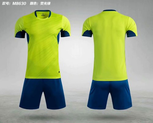 M8630 Fluorescent Green  Tracking Suit Adult Uniform Soccer Jersey Shorts