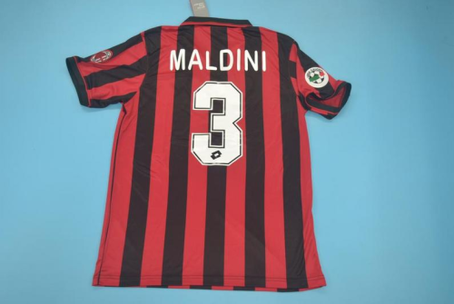 with Serie A Patch Retro Jersey 1996-1997 AC Milan 3 MALDINI Home Soccer Jersey