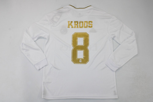 with UCL Patch Long Sleeve Retro Camisetas de Futbol 2019-2020 Real Madrid KROOS Home Soccer Jersey
