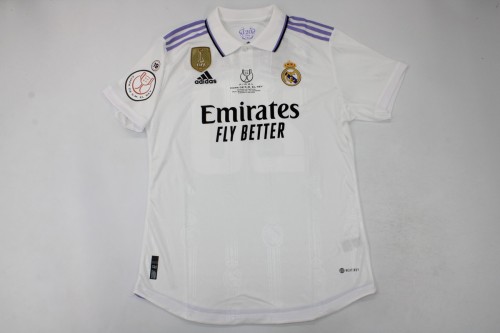 with Front Lettering Patch Player Version Real Madrid 2023 COPA DE REY FINAL Home Soccer Jersey Real Futbol Shirt