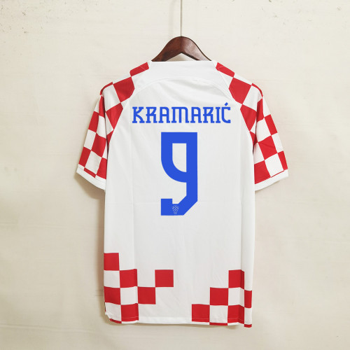 Fans Version 2022 World Cup Croatia KRAMARIC 9 Home Soccer Jersey