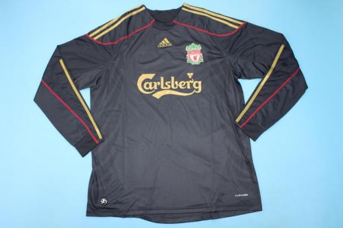 Retro Jersey Long Sleeve 2009-2010 Liverpool Black Soccer Jersey Vintage Football Shirt