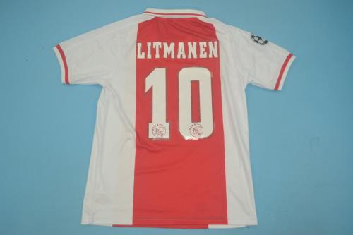 with UCL Patch Retro Jersey 1998-1999 Ajax LITMANEN 10 Home Soccer Jersey
