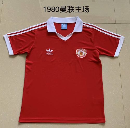 Retro Jersey 1980 Manchester United Home Soccer Jersey Red Vintage Football Shirt