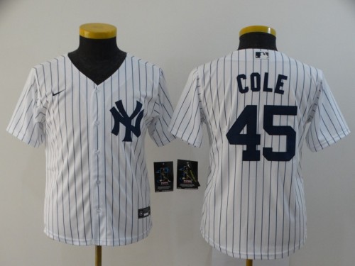Youth Kids New York Yankees 45 COLE White 2020 Cool Base Jersey