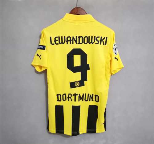 with UCL Patch Retro Jersey 2012-2013 Borussia Dortmund LEWANDOWSKI 9 Home Soccer Jersey