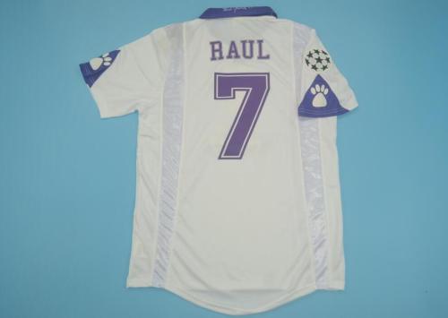 with UCL Patch Retro Jersey 1997-1998 Real Madrid 7 RAUL Home Soccer Jersey
