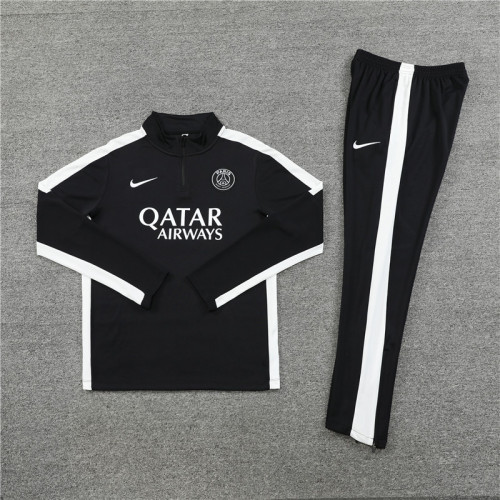 2023-2024 PSG Black/White Soccer Training Sweater and Pants