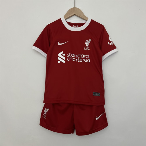 Youth Uniform Kids Kit 2023-2024 Liverpool Home Soccer Jersey Shorts