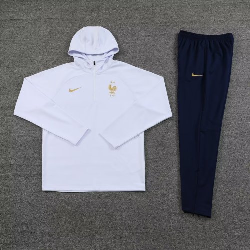 2023-2024 France White Soccer Hoodie and pants